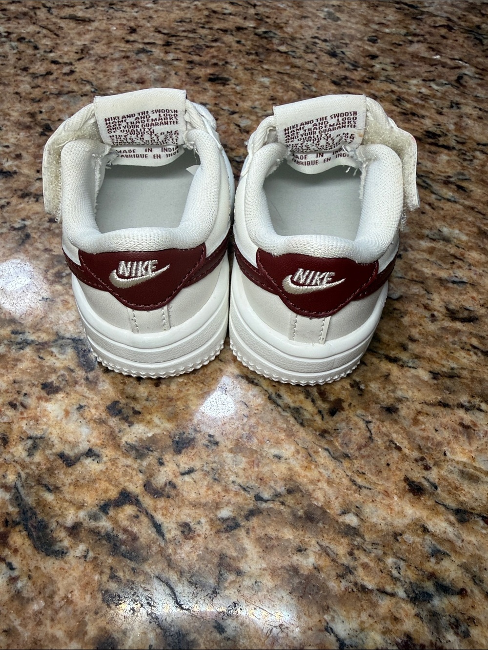 Nike- Baby Sneaker with Maroon Swoosh size 3c Nike air force 1 - Picture 3 of 8